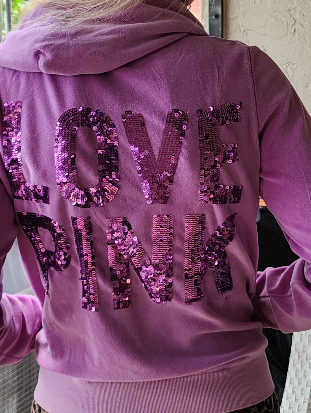 Victoria's Secret Pink VELOUR Zip-Up Hoodie Absolutely Beautiful Lilac 💜 - Picture 9 of 12